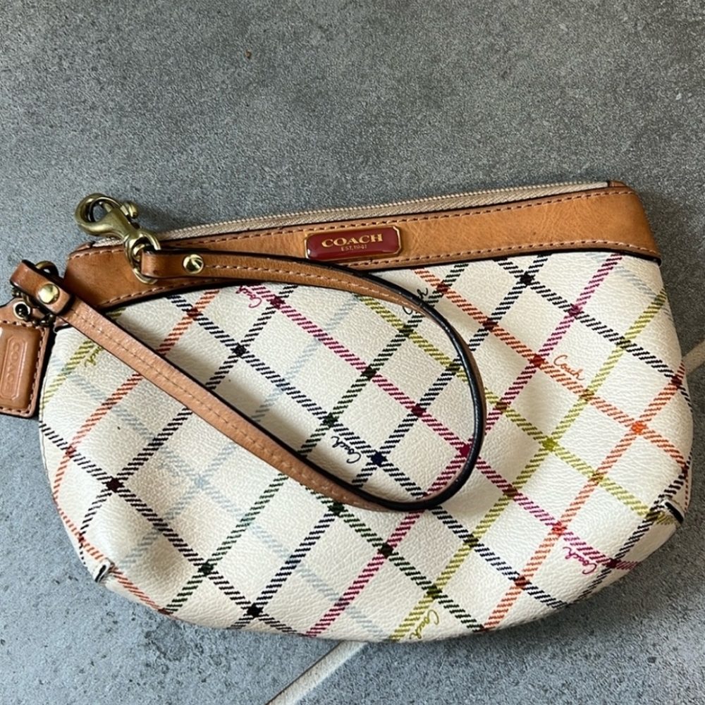 COACH Tattersall Coated canvas Wristlet